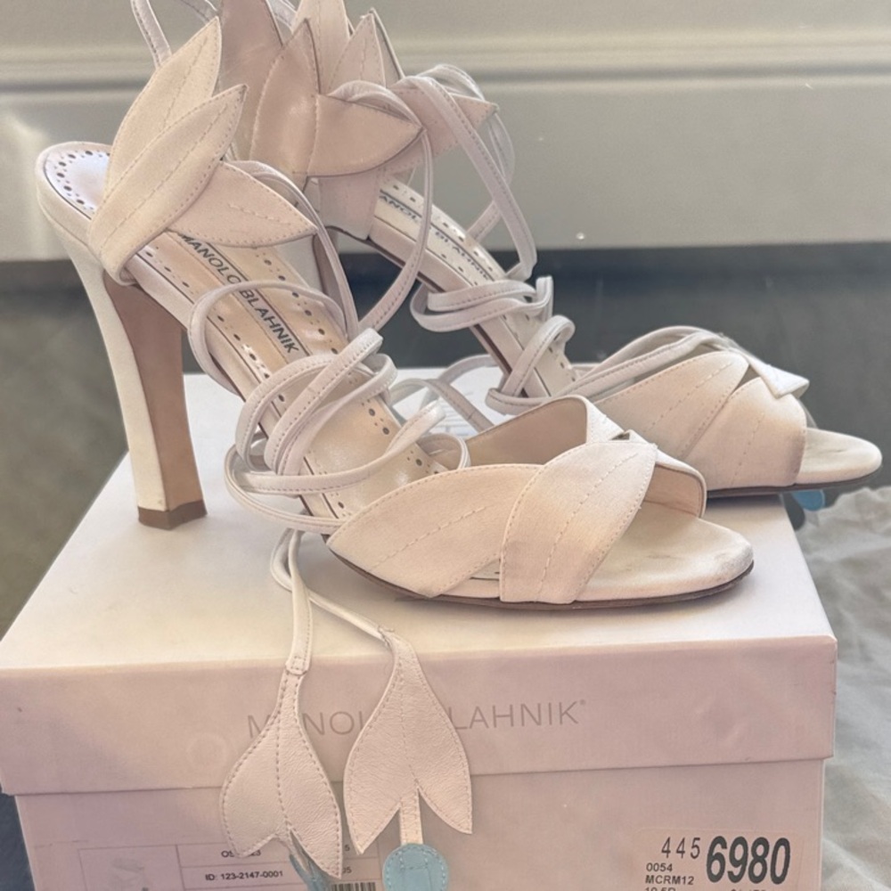 Manolo Blahnik White Strappy Heels